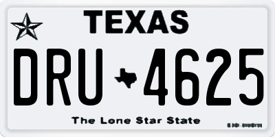 TX license plate DRU4625