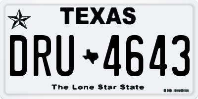 TX license plate DRU4643