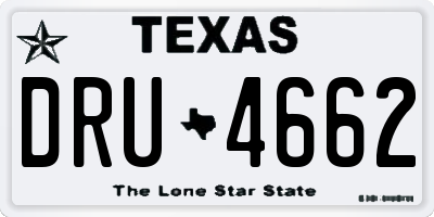 TX license plate DRU4662