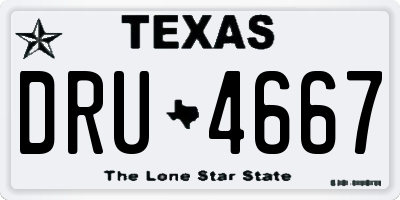 TX license plate DRU4667