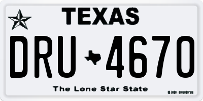 TX license plate DRU4670