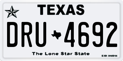 TX license plate DRU4692
