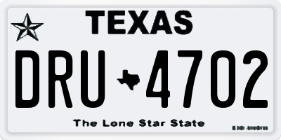 TX license plate DRU4702