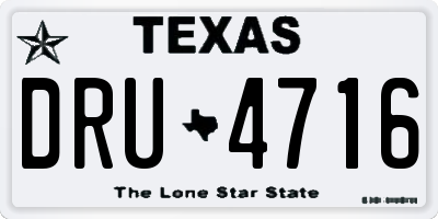 TX license plate DRU4716