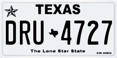 TX license plate DRU4727