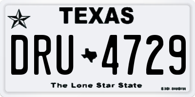 TX license plate DRU4729