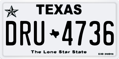 TX license plate DRU4736