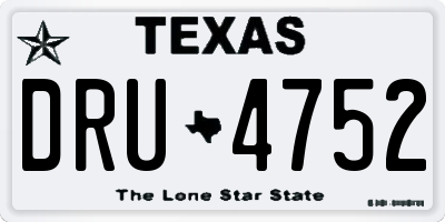 TX license plate DRU4752