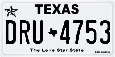 TX license plate DRU4753