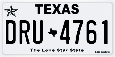 TX license plate DRU4761