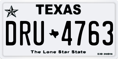 TX license plate DRU4763