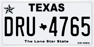TX license plate DRU4765