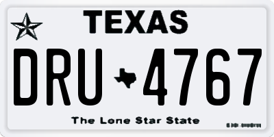 TX license plate DRU4767