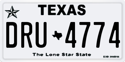 TX license plate DRU4774