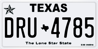 TX license plate DRU4785