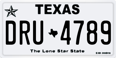 TX license plate DRU4789