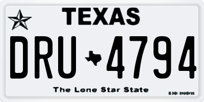 TX license plate DRU4794