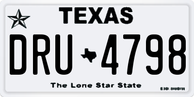 TX license plate DRU4798