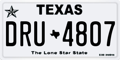 TX license plate DRU4807