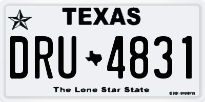 TX license plate DRU4831