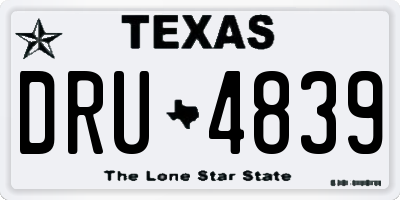 TX license plate DRU4839