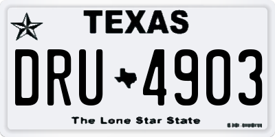 TX license plate DRU4903