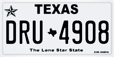 TX license plate DRU4908