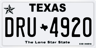 TX license plate DRU4920