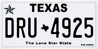 TX license plate DRU4925