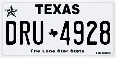 TX license plate DRU4928