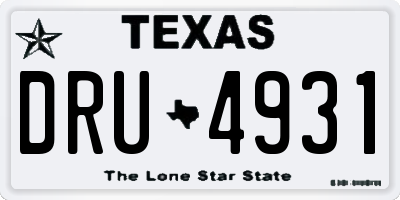 TX license plate DRU4931