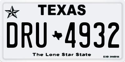 TX license plate DRU4932