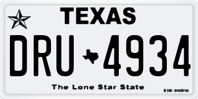 TX license plate DRU4934
