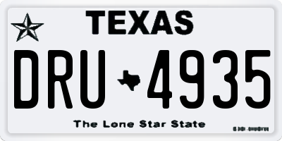 TX license plate DRU4935
