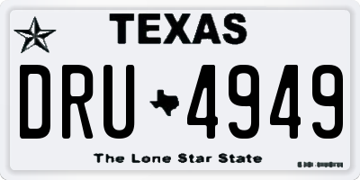 TX license plate DRU4949