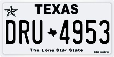 TX license plate DRU4953