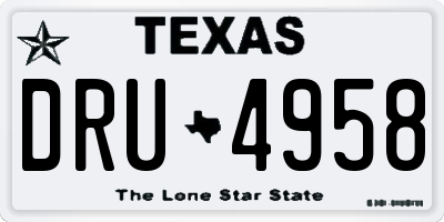 TX license plate DRU4958