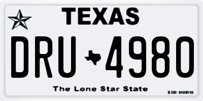 TX license plate DRU4980