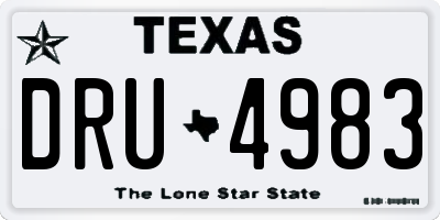 TX license plate DRU4983