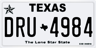 TX license plate DRU4984