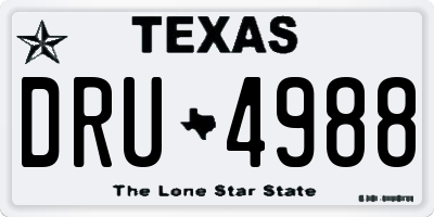 TX license plate DRU4988