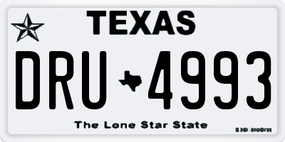 TX license plate DRU4993