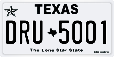 TX license plate DRU5001