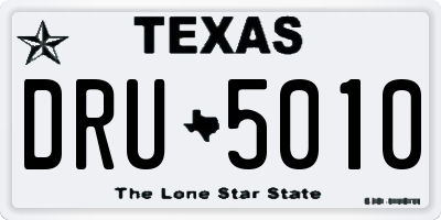 TX license plate DRU5010