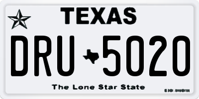TX license plate DRU5020