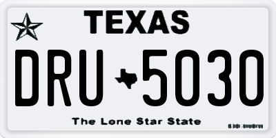 TX license plate DRU5030