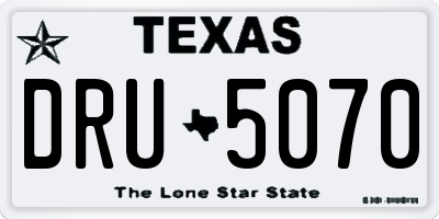 TX license plate DRU5070