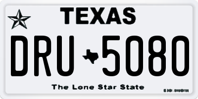TX license plate DRU5080