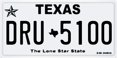 TX license plate DRU5100