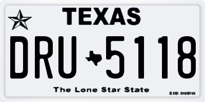 TX license plate DRU5118